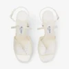 Sandale cu platformă Karli 125 din satin ivoriu cu cristale Sandale cu platformă Karli 125 din satin ivoriu cu cristale