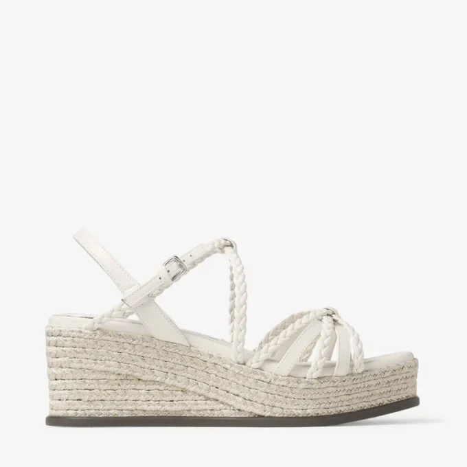 Sandale cu platformă Nyra 60 din piele nappa de culoare latte Sandale cu platformă Nyra 60 din piele nappa de culoare latte