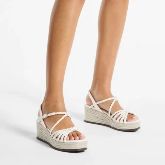 Sandale cu platformă Nyra 60 din piele nappa de culoare latte