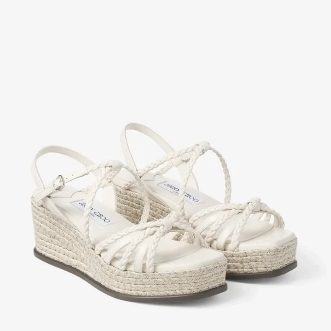 Sandale cu platformă Nyra 60 din piele nappa de culoare latte Sandale cu platformă Nyra 60 din piele nappa de culoare latte