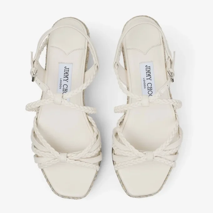 Sandale cu platformă Nyra 60 din piele nappa de culoare latte Sandale cu platformă Nyra 60 din piele nappa de culoare latte
