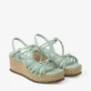 Sandale cu platformă Nyra 60 din piele Nappa verde Sandale cu platformă Nyra 60 din piele Nappa verde
