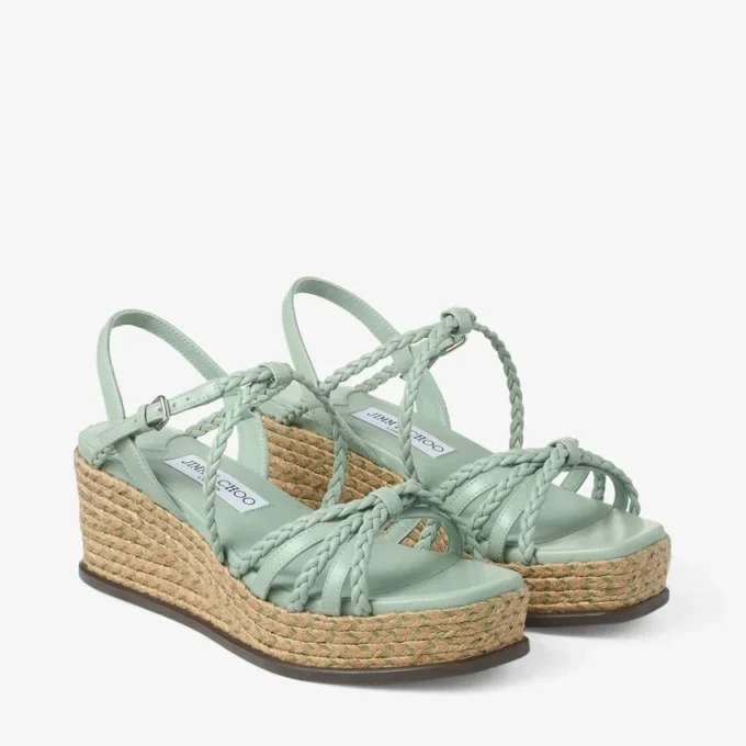 Sandale cu platformă Nyra 60 din piele Nappa verde Sandale cu platformă Nyra 60 din piele Nappa verde