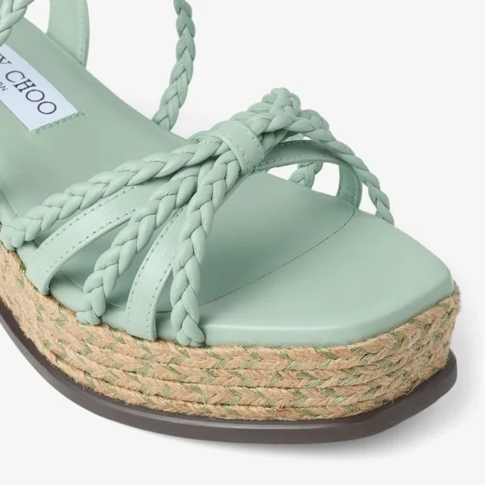 Sandale cu platformă Nyra 60 din piele Nappa verde Sandale cu platformă Nyra 60 din piele Nappa verde