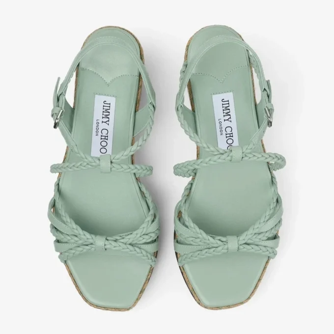 Sandale cu platformă Nyra 60 din piele Nappa verde Sandale cu platformă Nyra 60 din piele Nappa verde