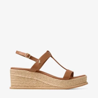 Sandale cu platformă Theia Wedge 60 din piele maro