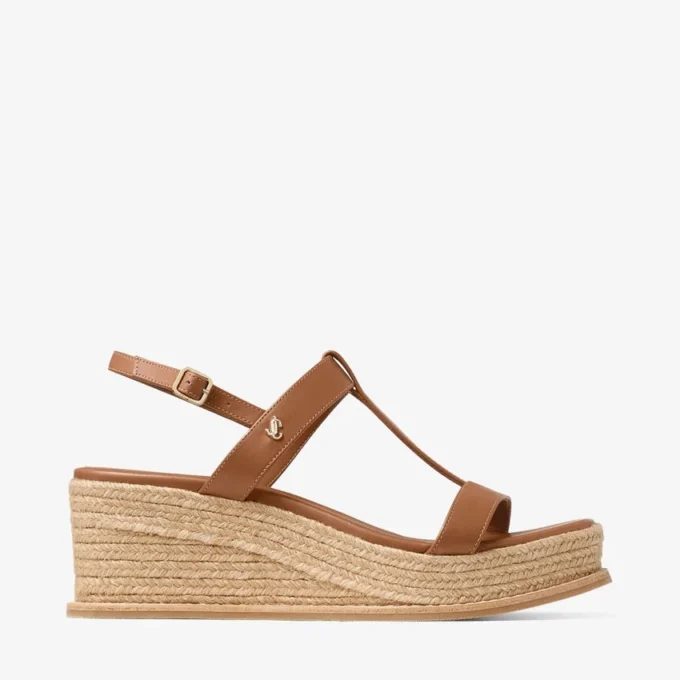 Sandale cu platformă Theia Wedge 60 din piele maro Sandale cu platformă Theia Wedge 60 din piele maro