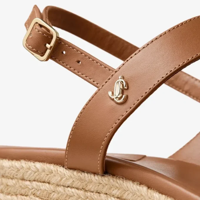 Sandale cu platformă Theia Wedge 60 din piele maro Sandale cu platformă Theia Wedge 60 din piele maro