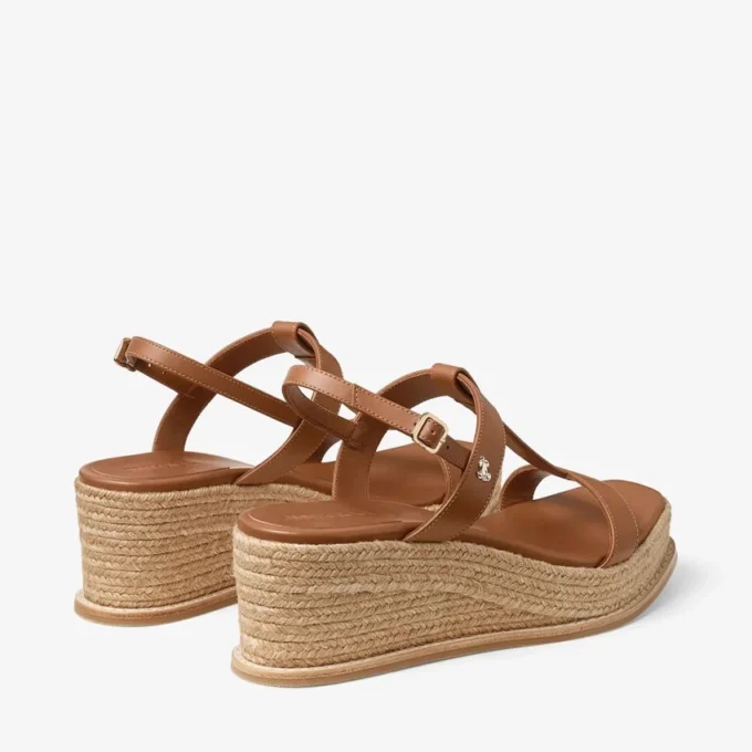 Sandale cu platformă Theia Wedge 60 din piele maro Sandale cu platformă Theia Wedge 60 din piele maro