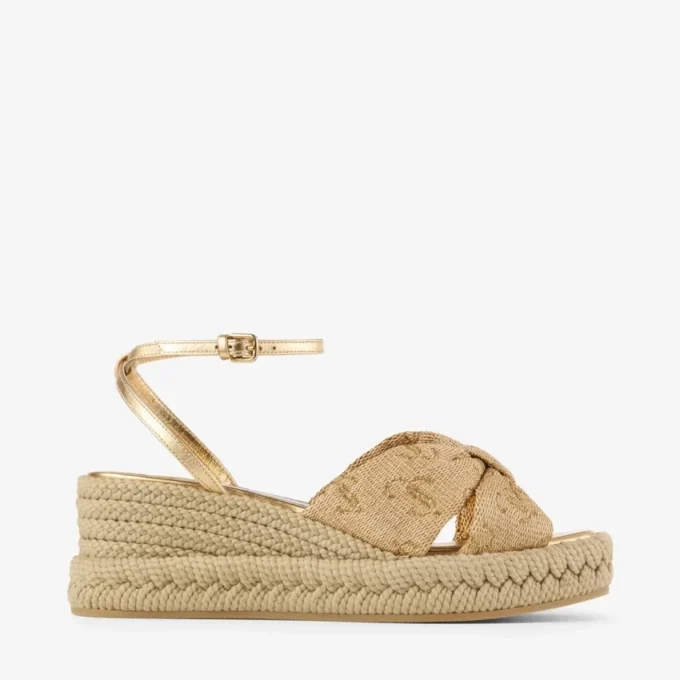 Sandale cu toc înalt Aella 60 Gold Raffia Sandale cu toc înalt Aella 60 Gold Raffia