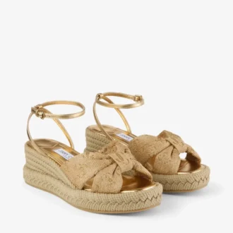 Sandale cu toc înalt Aella 60 Gold Raffia