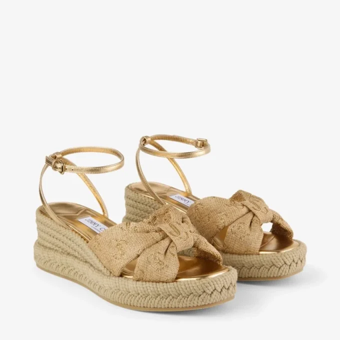 Sandale cu toc înalt Aella 60 Gold Raffia Sandale cu toc înalt Aella 60 Gold Raffia