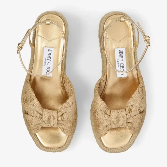 Sandale cu toc înalt Aella 60 Gold Raffia Sandale cu toc înalt Aella 60 Gold Raffia