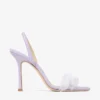 Sandale din piele de căprioară liliac „72138” cu ornamente din pene Sandale din piele de căprioară liliac „72138” cu ornamente din pene