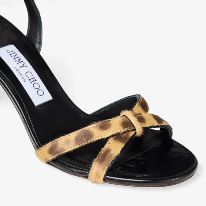 Sandale Elsy 70 din piele de ponei cu imprimeu leopard natural