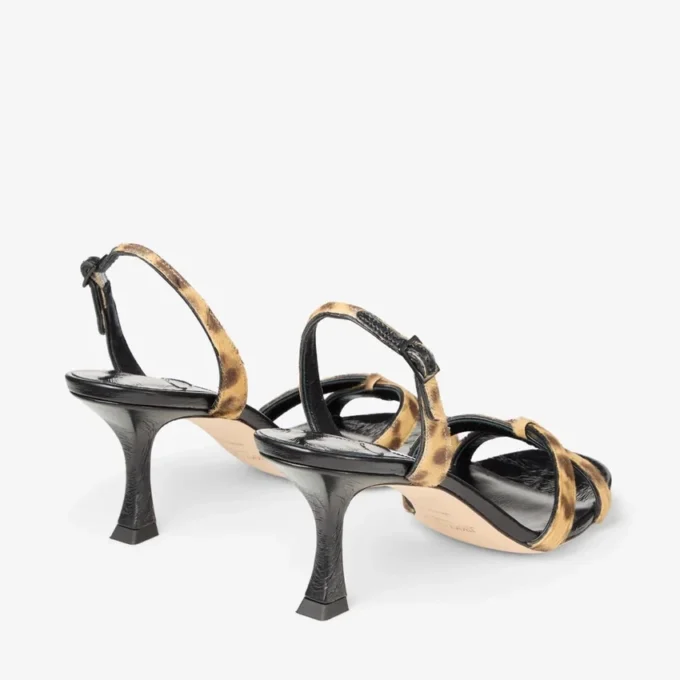 Sandale Elsy 70 din piele de ponei cu imprimeu leopard natural