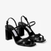 Sandale Elsy cu toc gros de 85 mm din piele nappa neagră