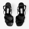 Sandale Elsy cu toc gros de 85 mm din piele nappa neagră