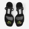 Sandale Emani 100 din piele de căprioară neagră și verde trifoi