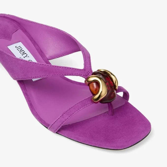 Sandale Emeri Stone 35 din piele de căprioară violet orhidee și chihlimbar închis Sandale Emeri Stone 35 din piele de căprioară violet orhidee și chihlimbar închis