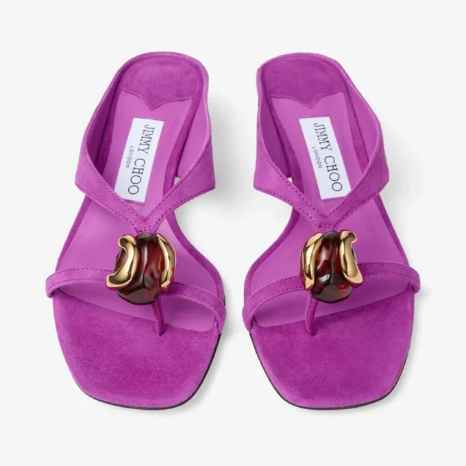 Sandale Emeri Stone 35 din piele de căprioară violet orhidee și chihlimbar închis Sandale Emeri Stone 35 din piele de căprioară violet orhidee și chihlimbar închis