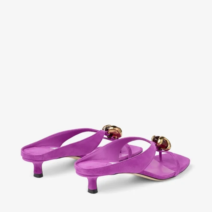 Sandale Emeri Stone 35 din piele de căprioară violet orhidee și chihlimbar închis Sandale Emeri Stone 35 din piele de căprioară violet orhidee și chihlimbar închis