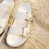 Sandale Fayence din piele Latte, fără toc, cu ornamente din perle Sandale Fayence din piele Latte, fără toc, cu ornamente din perle