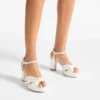 Sandale Heloise 80 din satin de culoare ivoriu