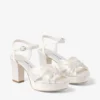 Sandale Heloise 80 din satin de culoare ivoriu