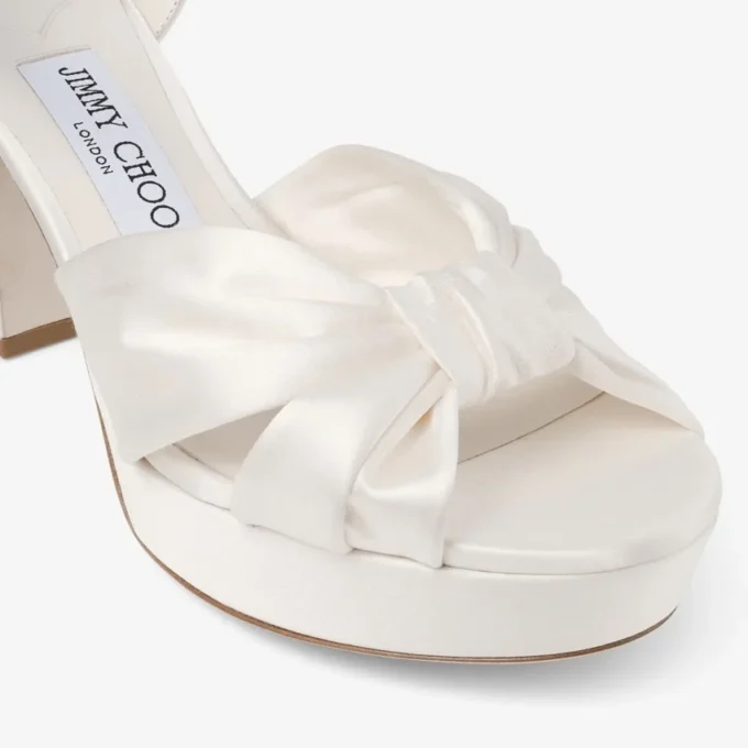 Sandale Heloise 80 din satin de culoare ivoriu