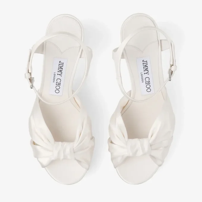 Sandale Heloise 80 din satin de culoare ivoriu