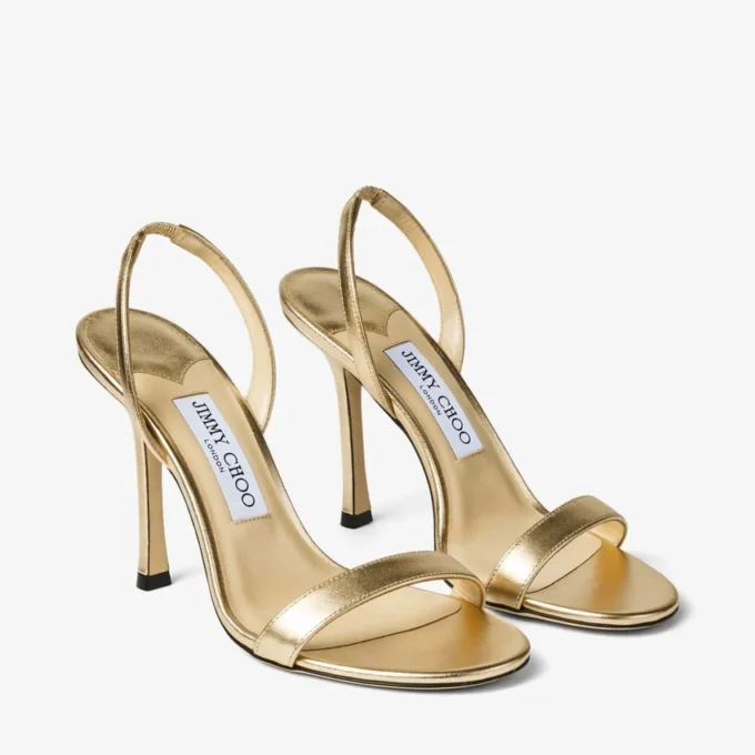 Sandale Jenn 100 din piele nappa metalizată aurie Sandale Jenn 100 din piele nappa metalizată aurie