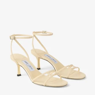 Sandale Leo 65 din piele imprimată cu model Elaphe, culoare Buttermilk Sandale Leo 65 din piele imprimată cu model Elaphe, culoare Buttermilk