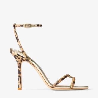 Sandale Leo cu imprimeu leopard din grosgrain Sandale Leo cu imprimeu leopard din grosgrain