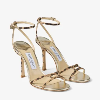 Sandale Leo cu imprimeu leopard din grosgrain Sandale Leo cu imprimeu leopard din grosgrain