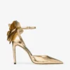 Sandale Marja 100 din piele Liquid Metal aurie cu corsaj din piele metalizată Sandale Marja 100 din piele Liquid Metal aurie cu corsaj din piele metalizată