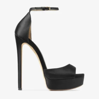 Sandale Max 150 din satin negru