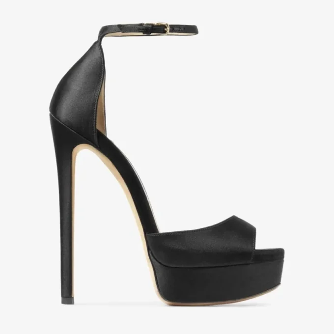 Sandale Max 150 din satin negru