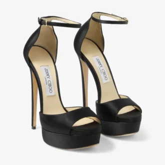 Sandale Max 150 din satin negru