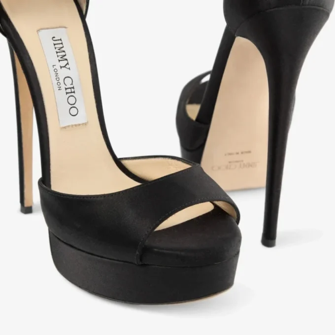 Sandale Max 150 din satin negru