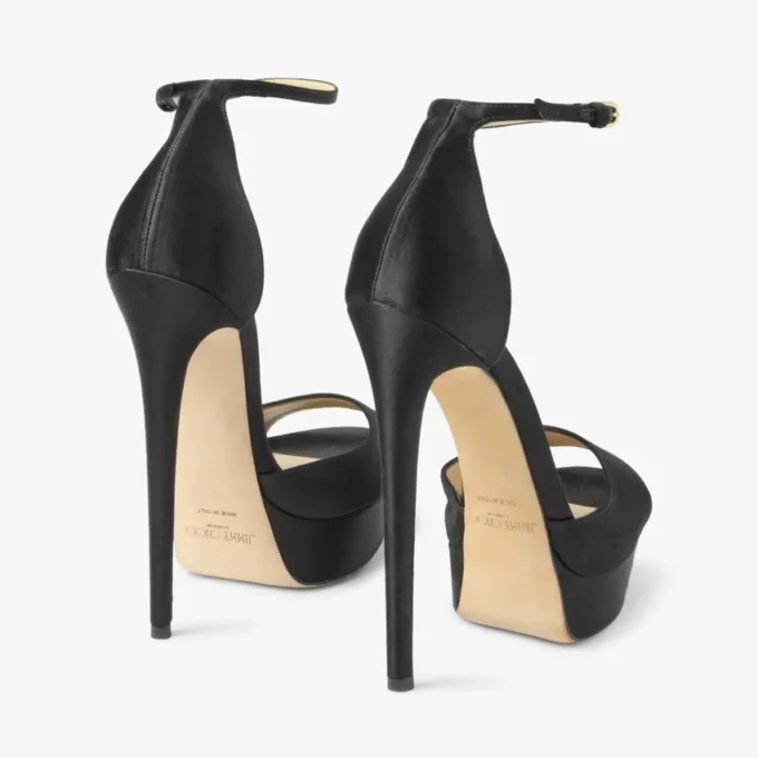 Sandale Max 150 din satin negru