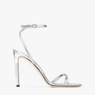 Sandale Metz 100 din piele Liquid Metal argintie