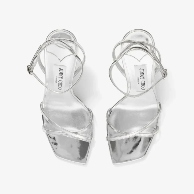 Sandale Metz 100 din piele Liquid Metal argintie Sandale Metz 100 din piele Liquid Metal argintie