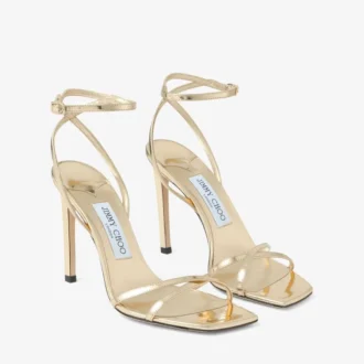 Sandale Metz 100 din piele metalică lichidă aurie