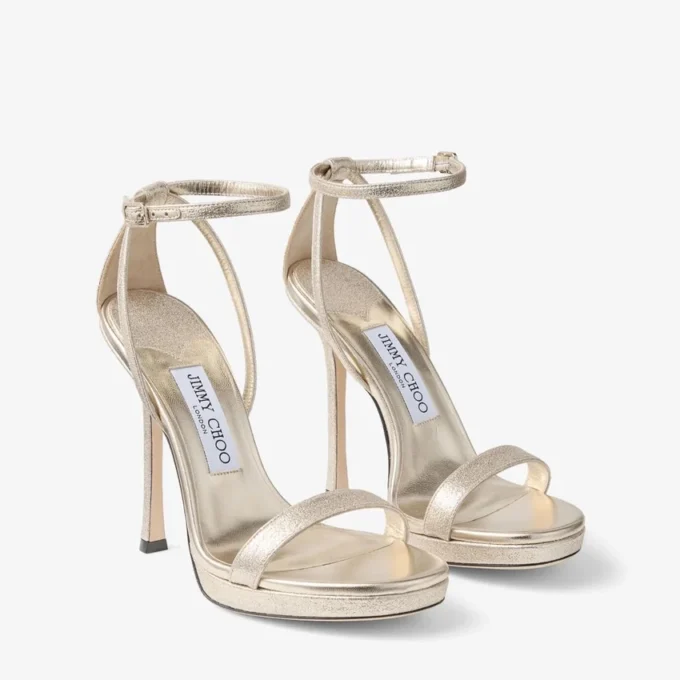Sandale Moza Platform 120 din țesătură Platinum Brilliance