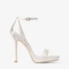 Sandale Moza Platform 120 din satin de culoare ivoriu