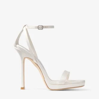 Sandale Moza Platform 120 din satin de culoare ivoriu