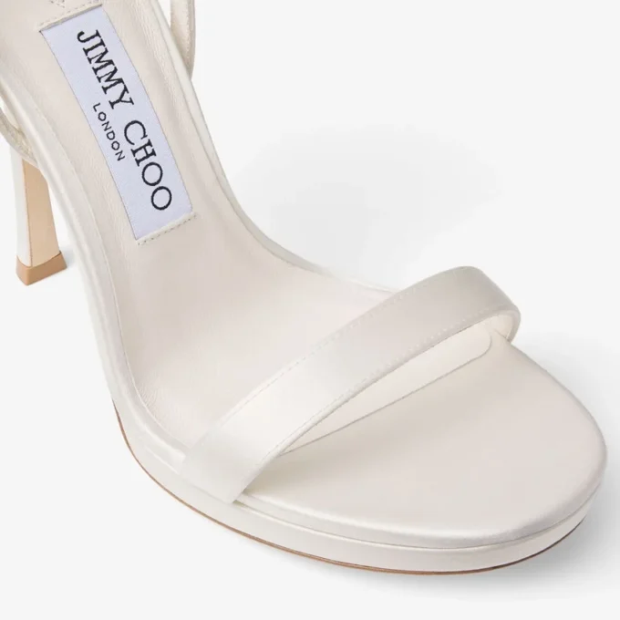Sandale Moza Platform 120 din satin de culoare ivoriu