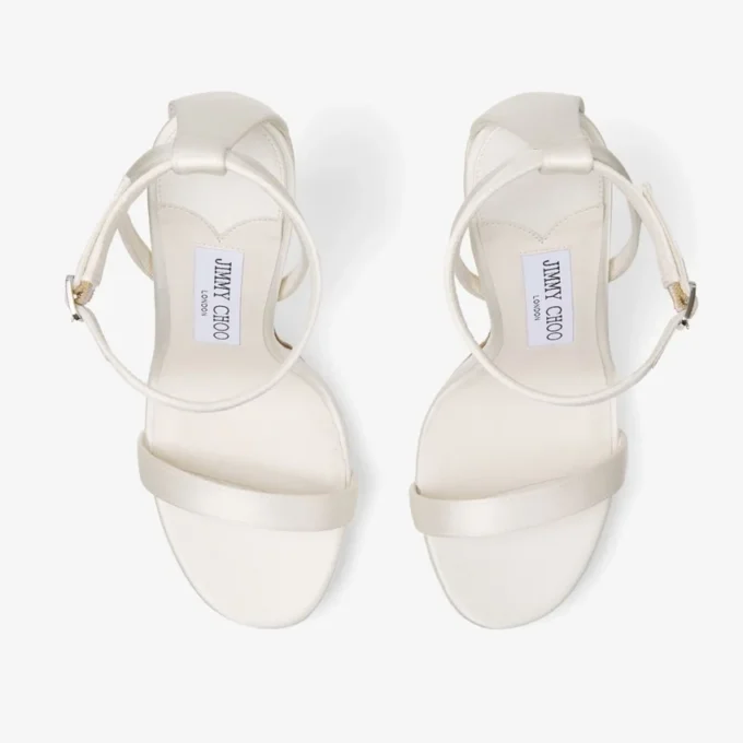 Sandale Moza Platform 120 din satin de culoare ivoriu