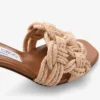Sandale mule Chara 70 din piele maro și rafie croșetată
